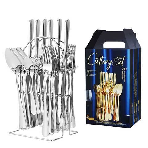 Set De 24 Cubiertos De Acero Inoxidable Deluxe