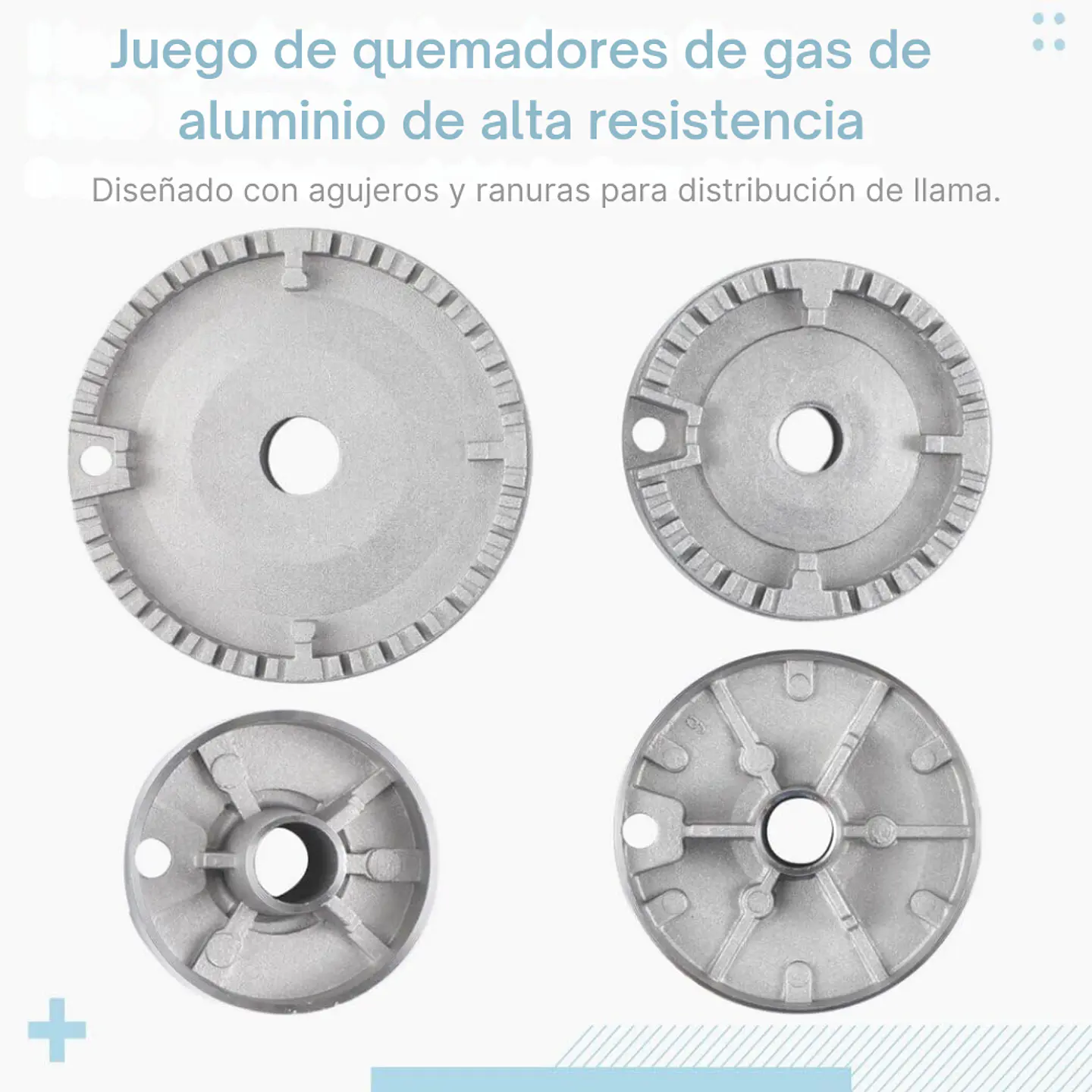 Juego 4 Quemadores Y Tapas De Cocina A Gas 5