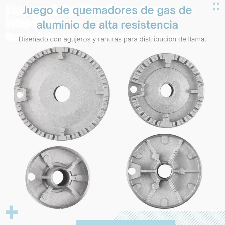 Juego 4 Quemadores Y Tapas De Cocina A Gas 5