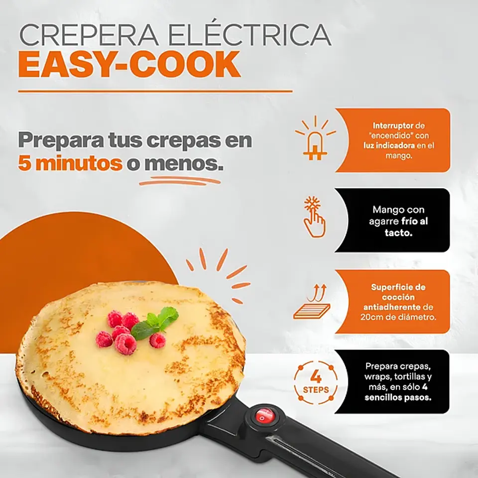 Sartén Antiadherente Para Crepes Con Control De Temperatura 5