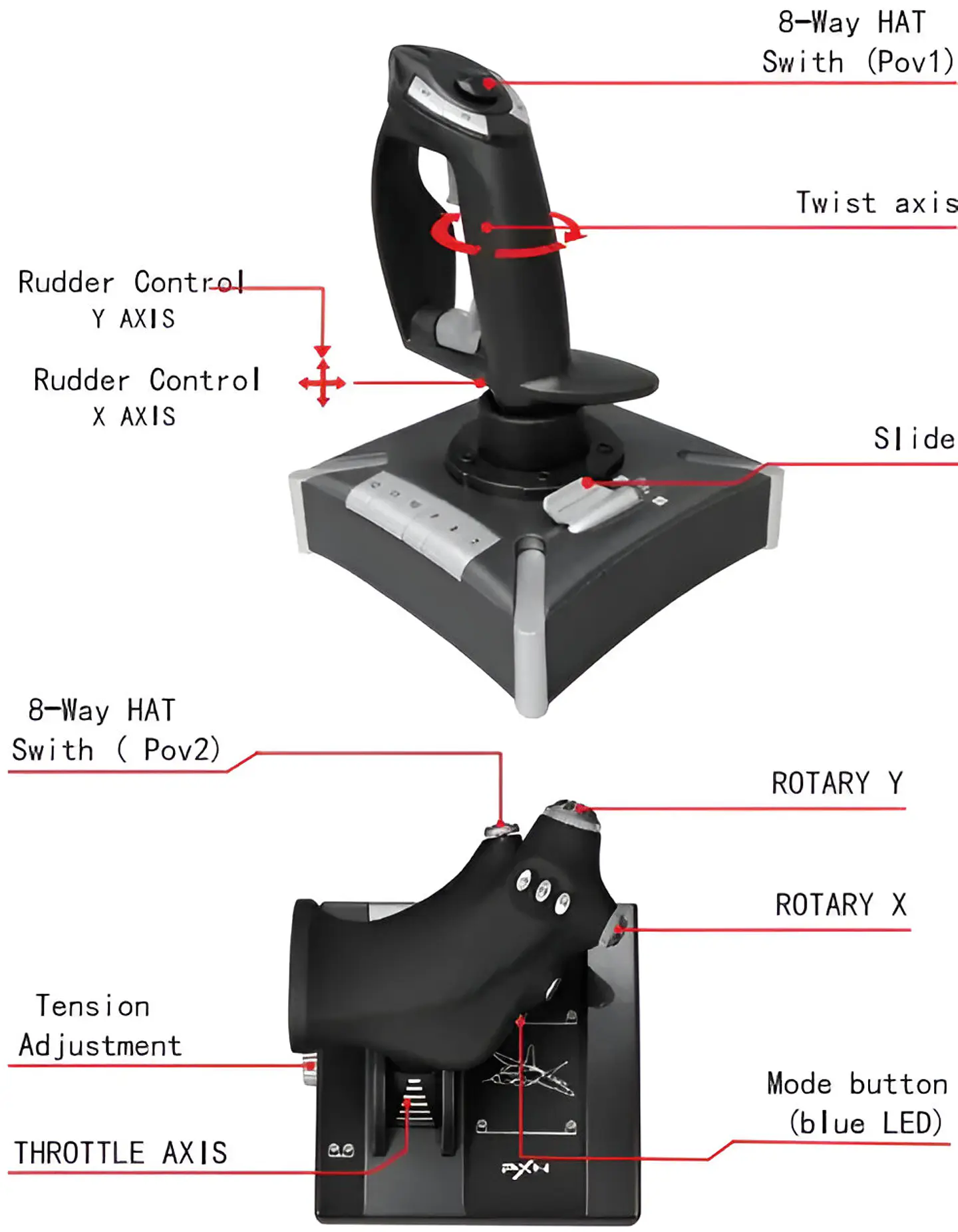 Joystick Para Simulador De Vuelo Mando Pxn-2119 Pc/xbox/ps4 3