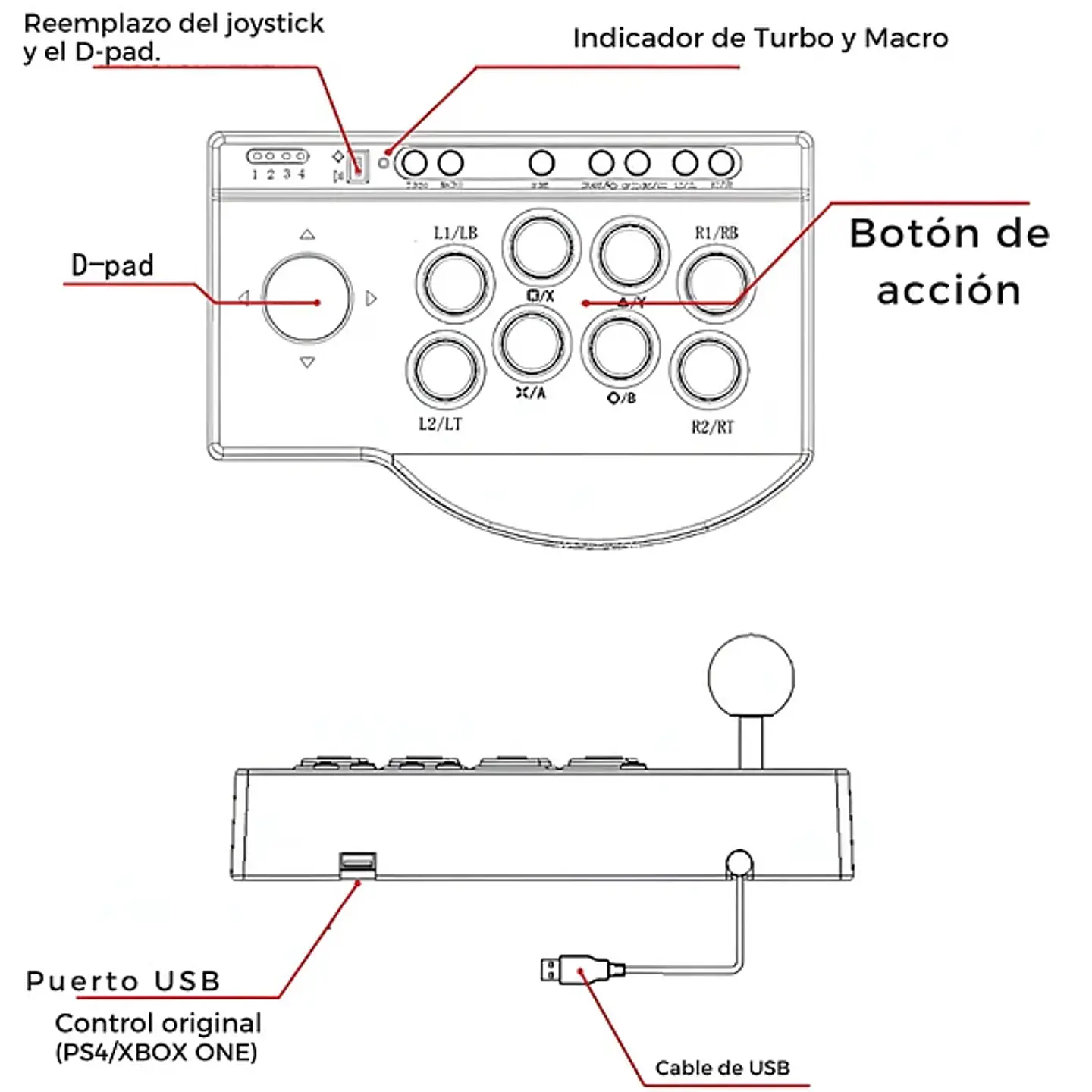 Joystick Para Juegos Arcade PXN 0082 PC/XBOX/PS4 4