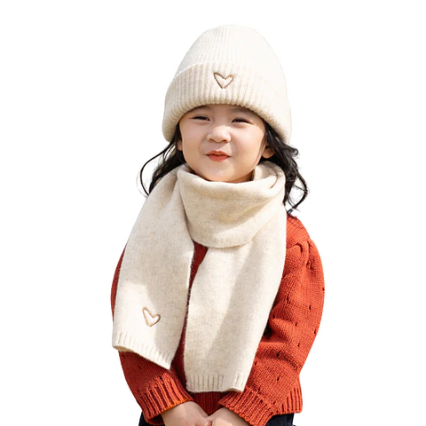 Conjunto De Gorro Y Bufanda De Lana Tejido Invierno Para Niños