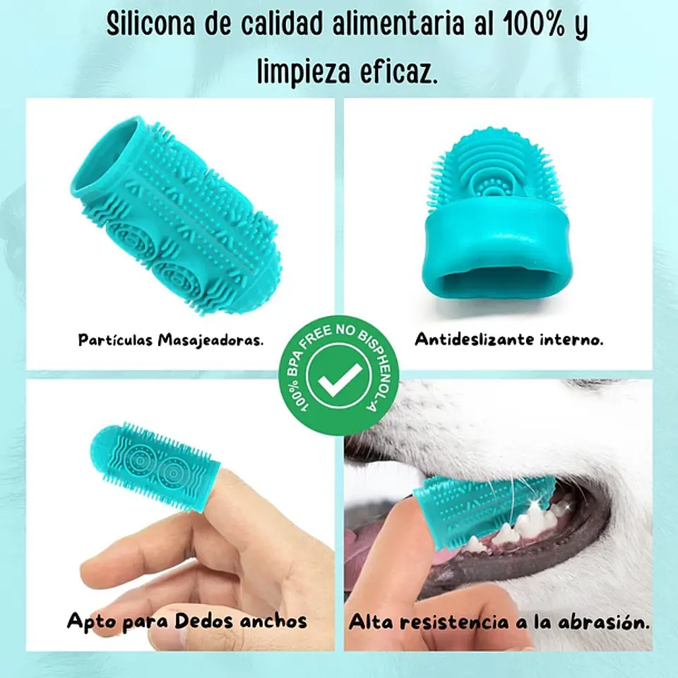 Pack 4 Cepillos Dedal Limpiadientes Para Perros 5