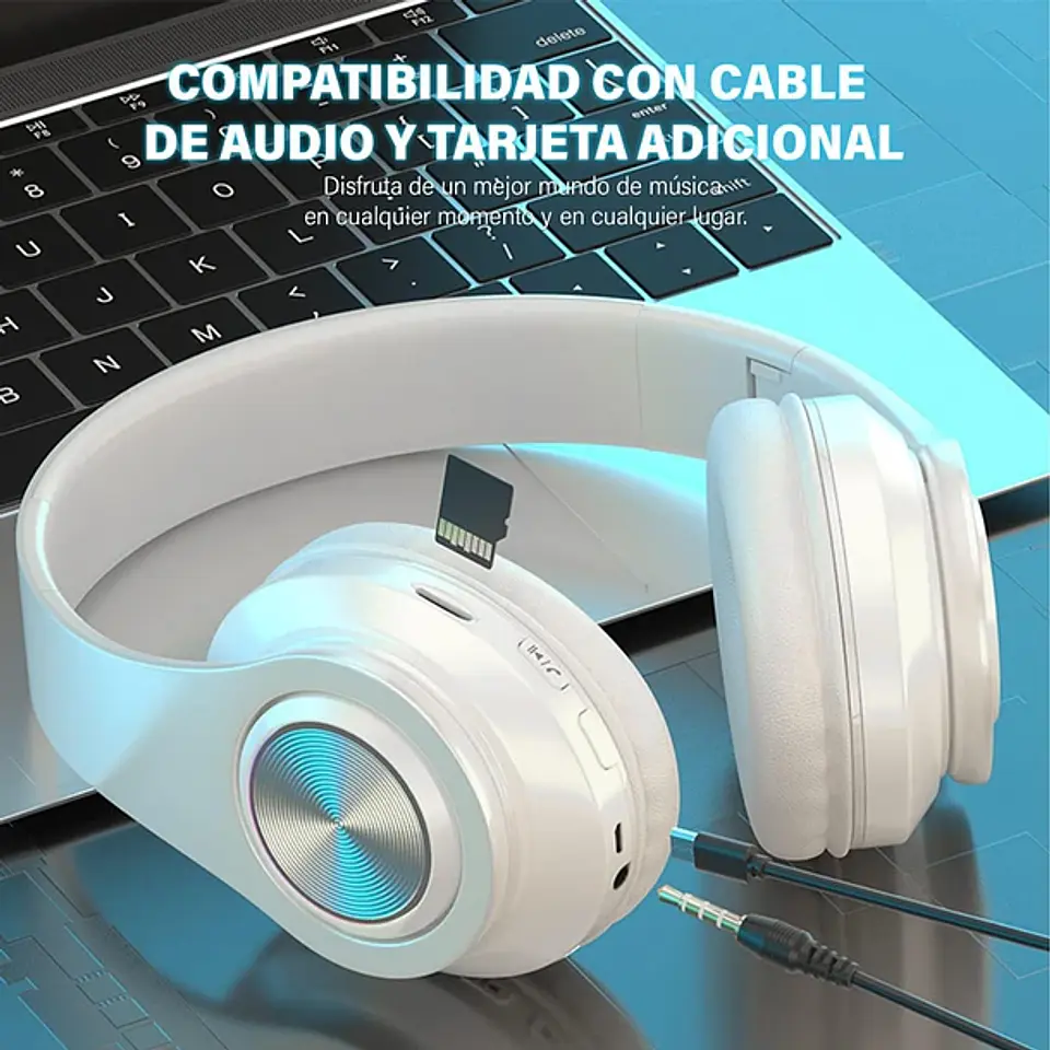 Audífonos Diadema Bluetooth Inalámbricos B39 Luces RGB 3