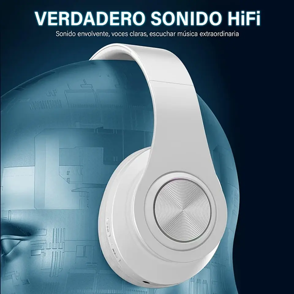 Audífonos Diadema Bluetooth Inalámbricos B39 Luces RGB 5