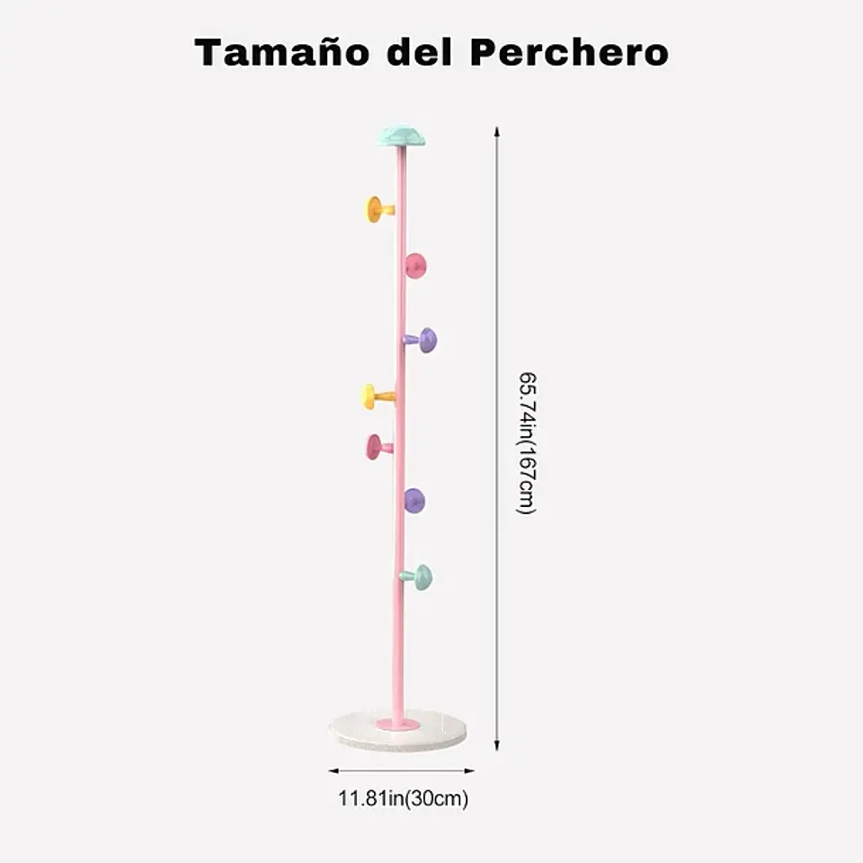 Perchero Infantil En Forma De Honguito Multicolor 7 Ganchos 5
