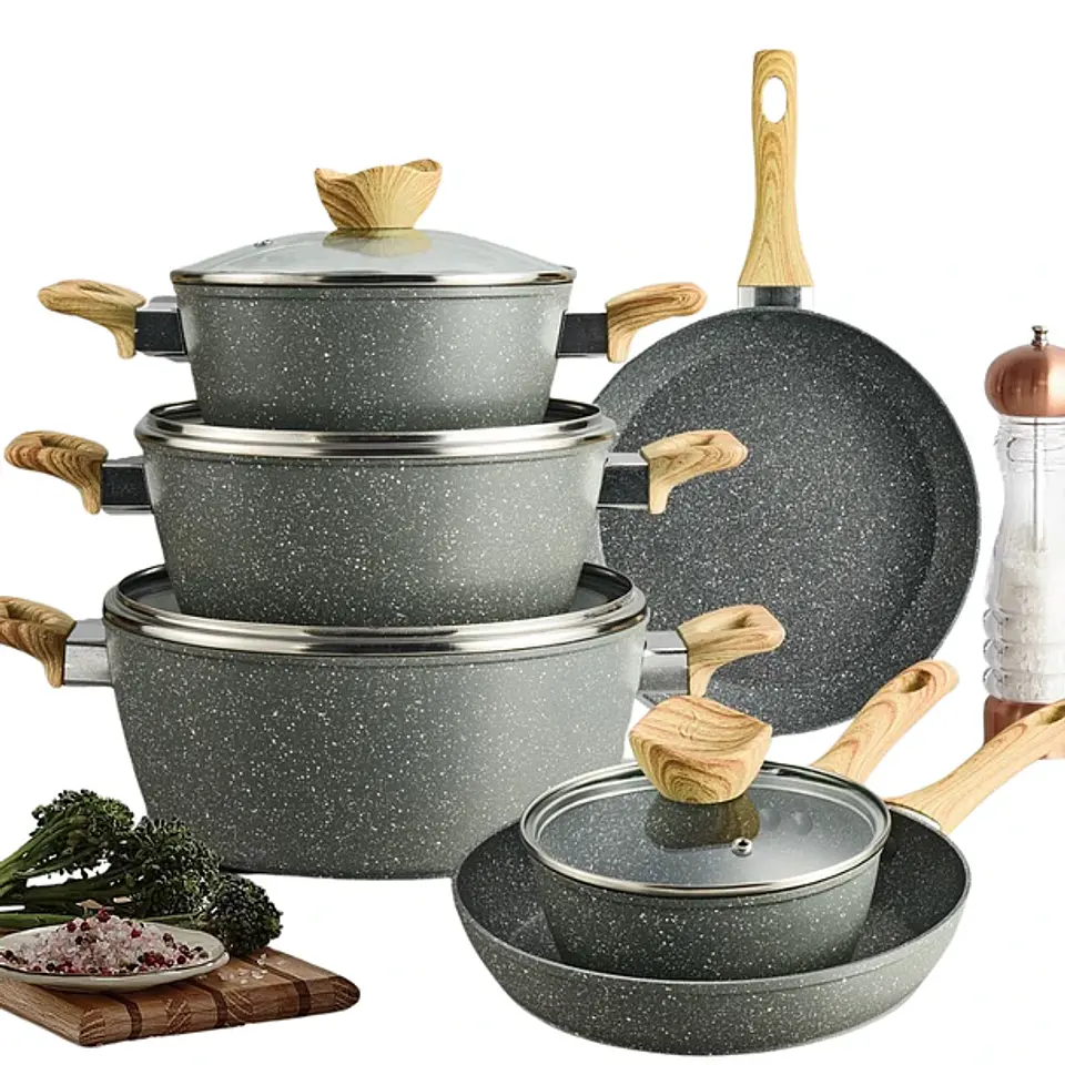 Batería De Cocina 10 Piezas Antiadherente De Piedra Médica 1