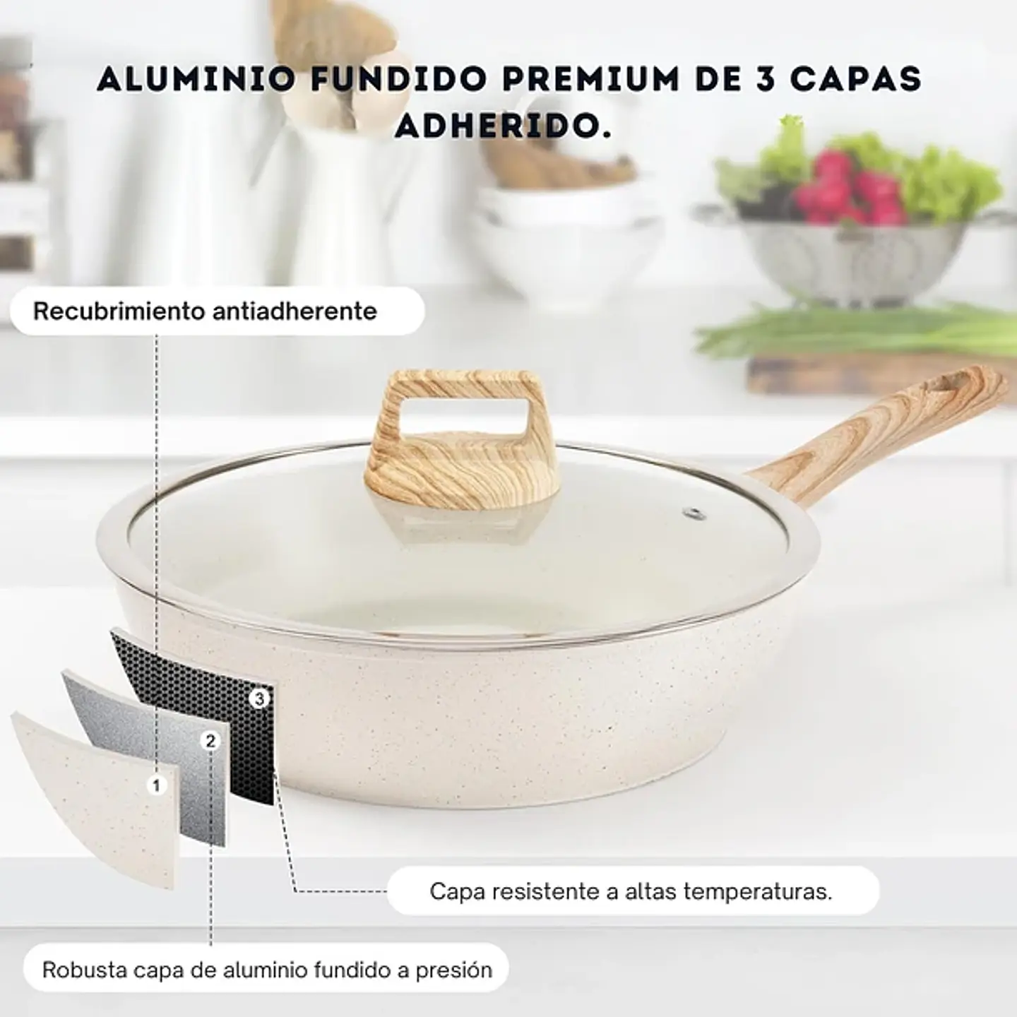 Sartén 28CM Profundo Antiadherente Hierro Forjado 3