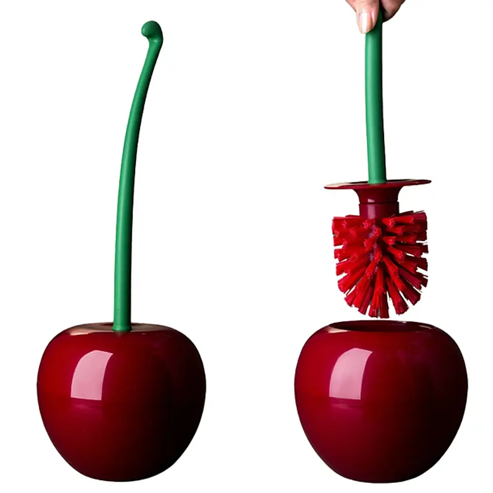 Escobilla Para Baño Rojo Cereza Elegante Cerdas Suaves 5