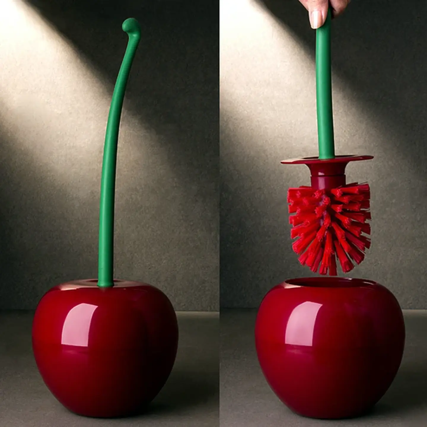 Escobilla Para Baño Rojo Cereza Elegante Cerdas Suaves 2