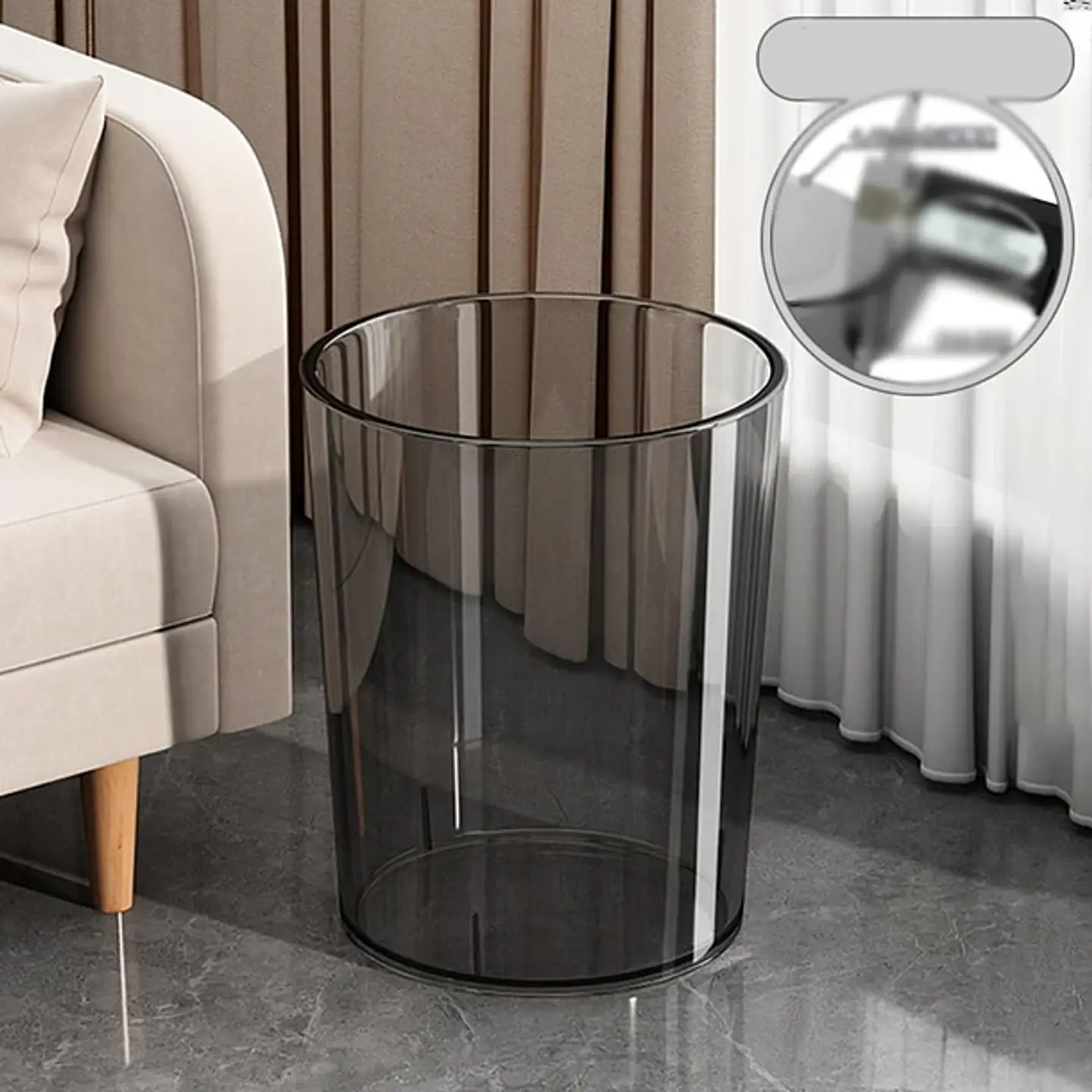 Bote De Basura De Lujo Acrílico Transparente Oscuro 12L 2