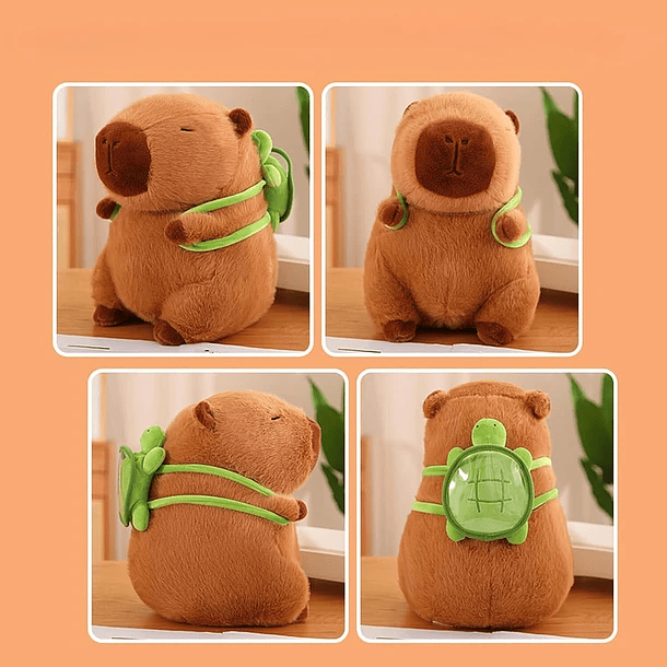 Peluche De Capibara Kawaii Carpincho Mochila Tortuga 30/40CM 5