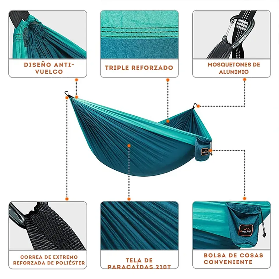Hamaca para Acampar Viajes Resistente 270x140cm 4