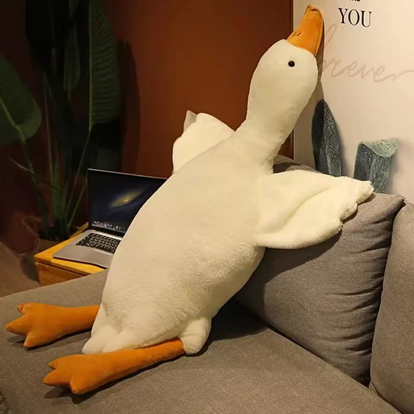 Peluche Ganso De Felpa Kawaii Almohada Gigante Suave 160cm 2