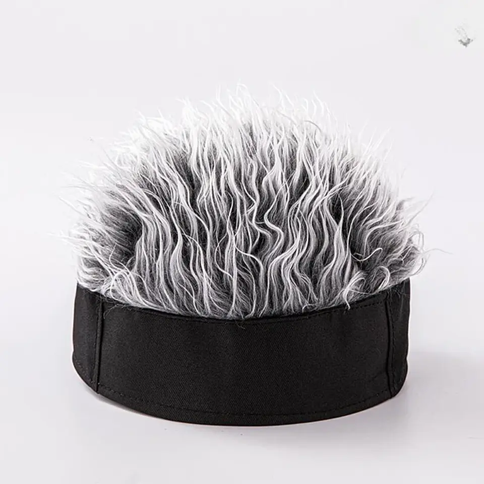 Gorra Con Peluca De Pelo Falso Gris Temático 1