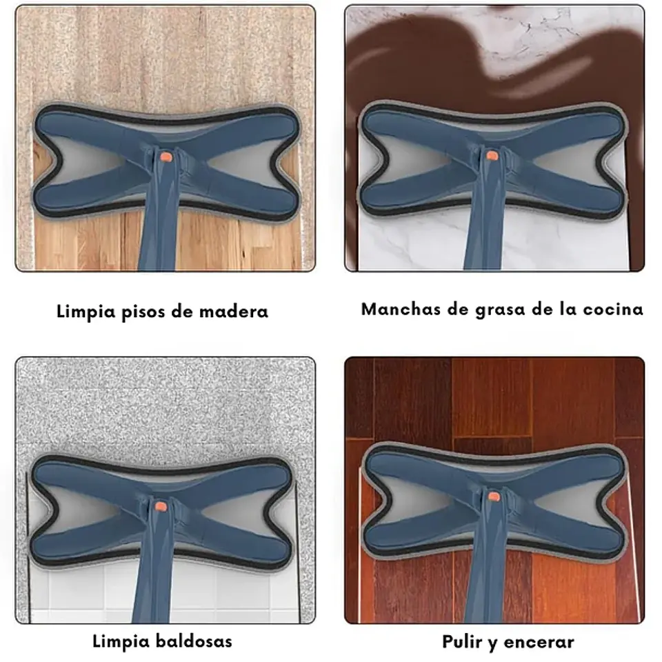 Mopa Trapeador Tipo X Con Escurridor 6 Repuesto Multiusos 10