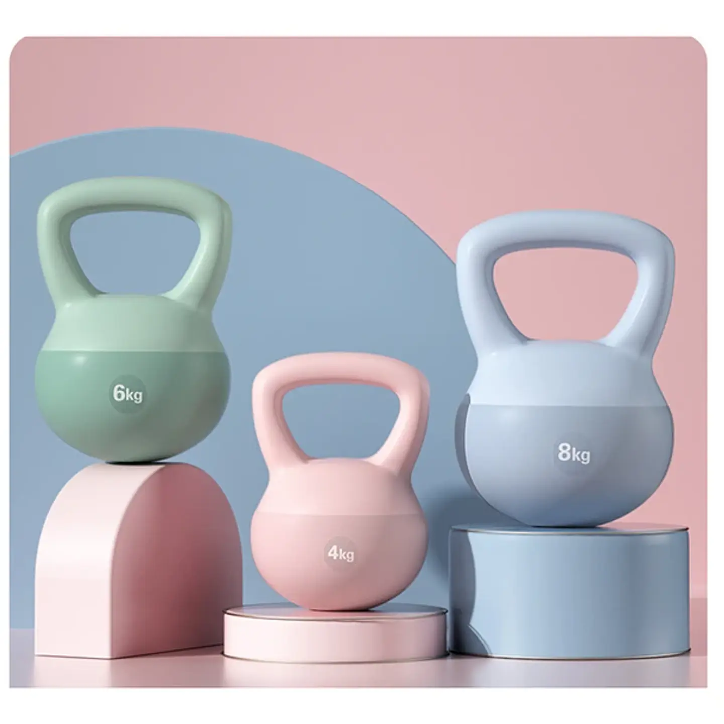 Pesa Rusa Suave Kettlebell Base De Goma Arena De Hierro 13