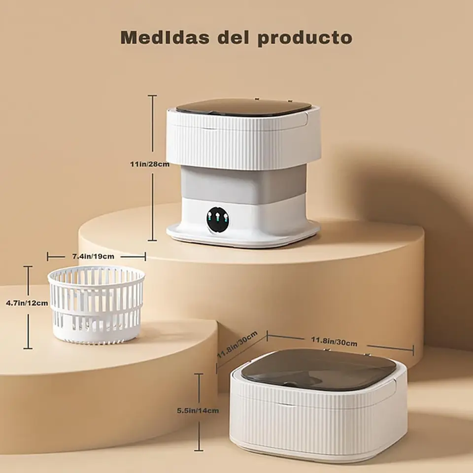 Mini Lavadora Portátil 2Kg por lavado Automática Gris 3