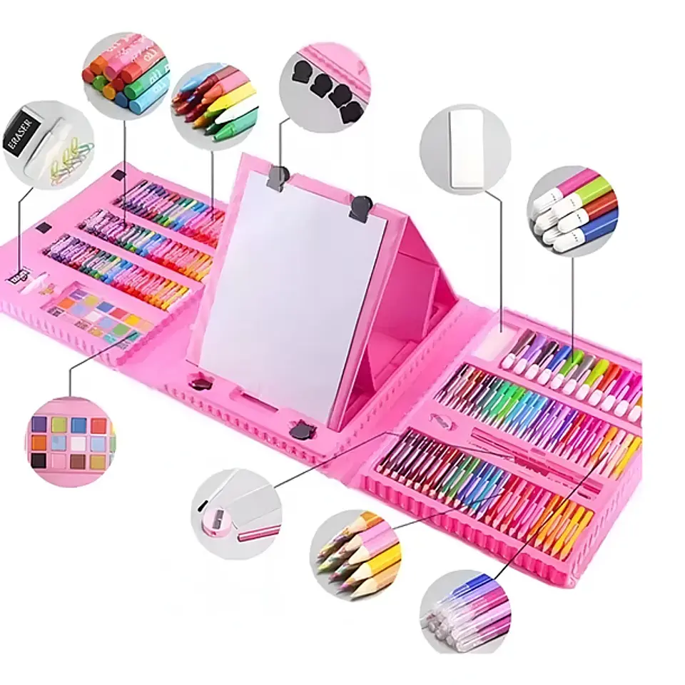 Kit De Dibujo Y Pintura Maleta 208 Piezas Para Niños 8