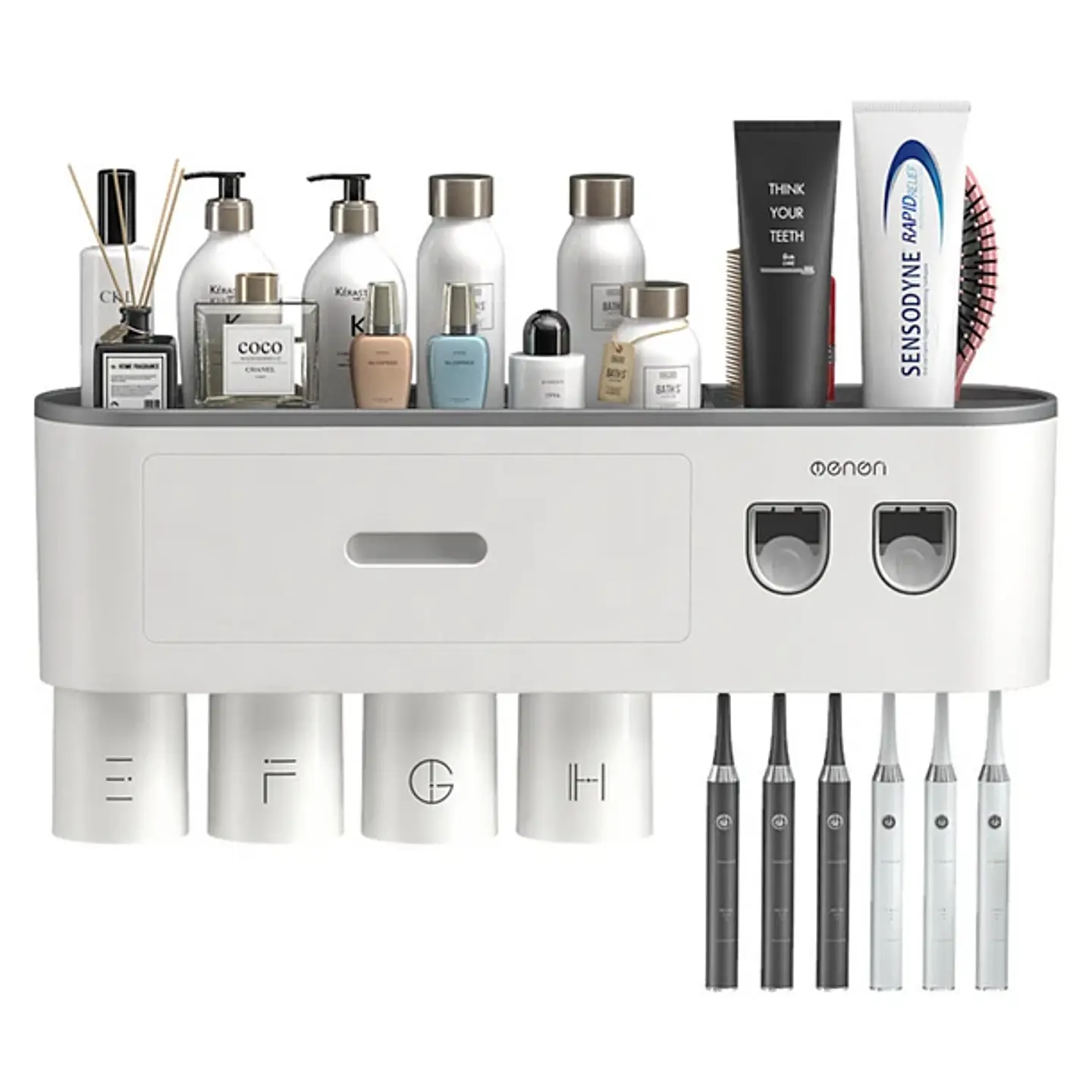 Dispensador Pasta Dental Porta Cepillos De Pared 4 Tazas 1