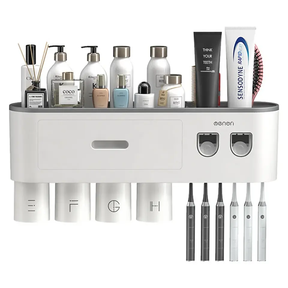 Dispensador Pasta Dental Porta Cepillos De Pared 4 Tazas 1