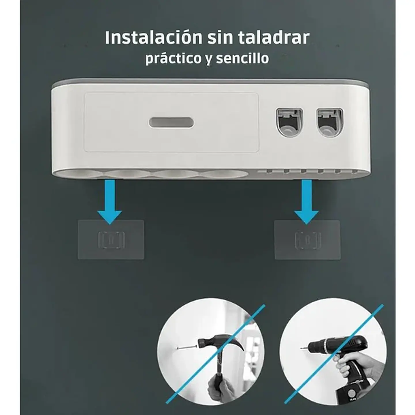Dispensador Pasta Dental Porta Cepillos De Pared 4 Tazas 3