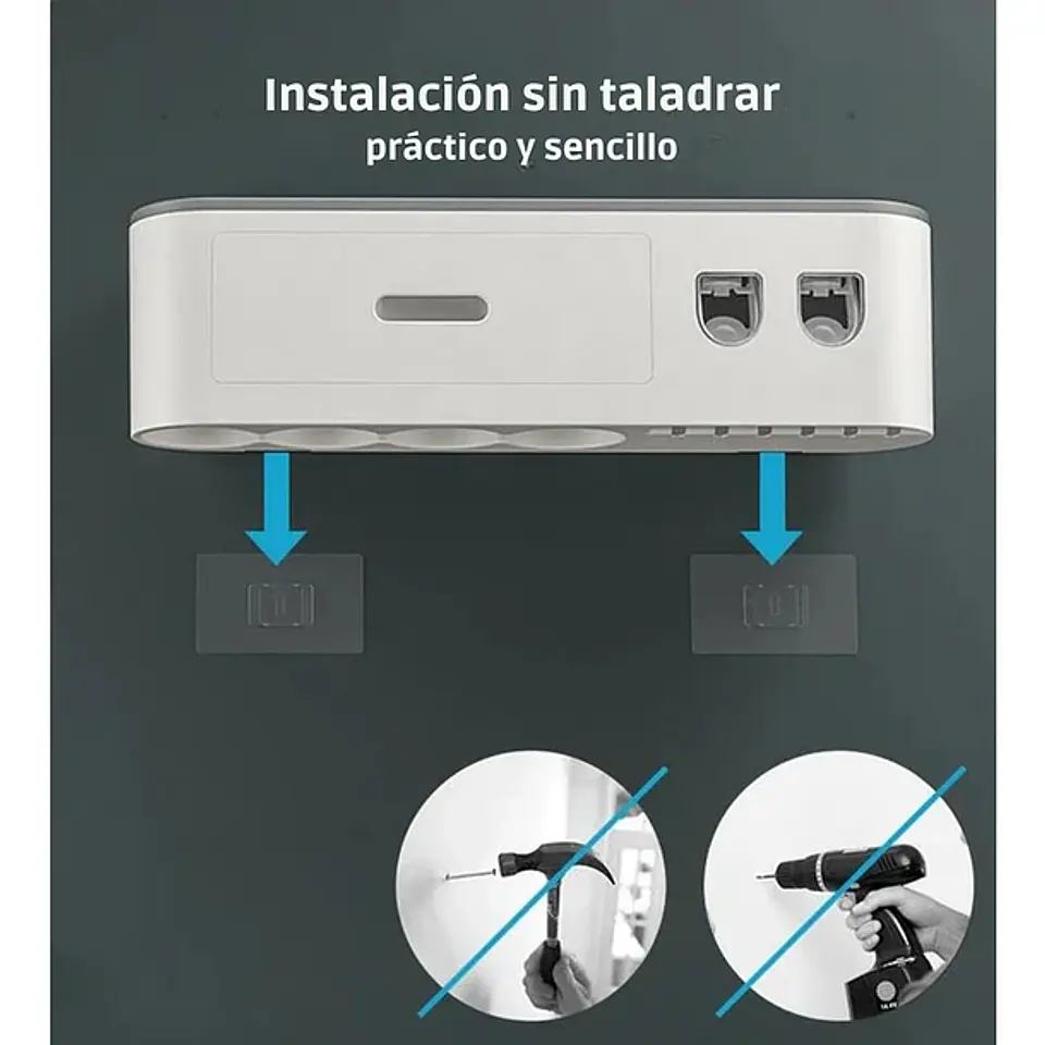 Dispensador Pasta Dental Porta Cepillos De Pared 4 Tazas 3
