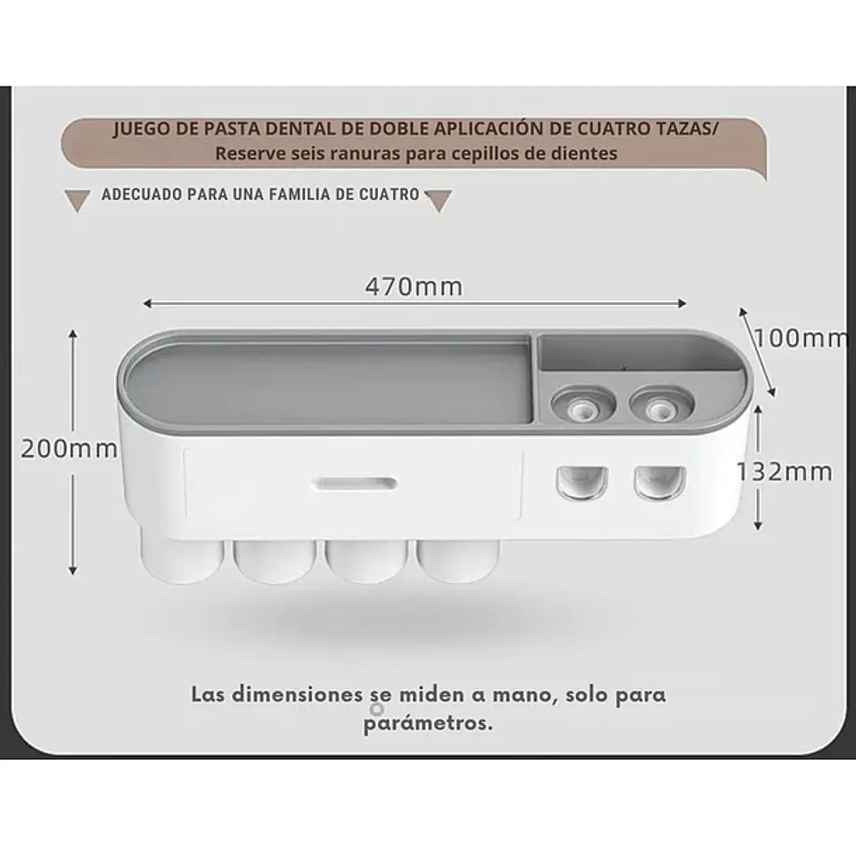 Dispensador Pasta Dental Porta Cepillos De Pared 4 Tazas 4