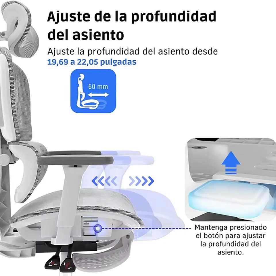 Silla Oficina Élite Ergonómica Soporte Lumbar Cervical Ajustable 8