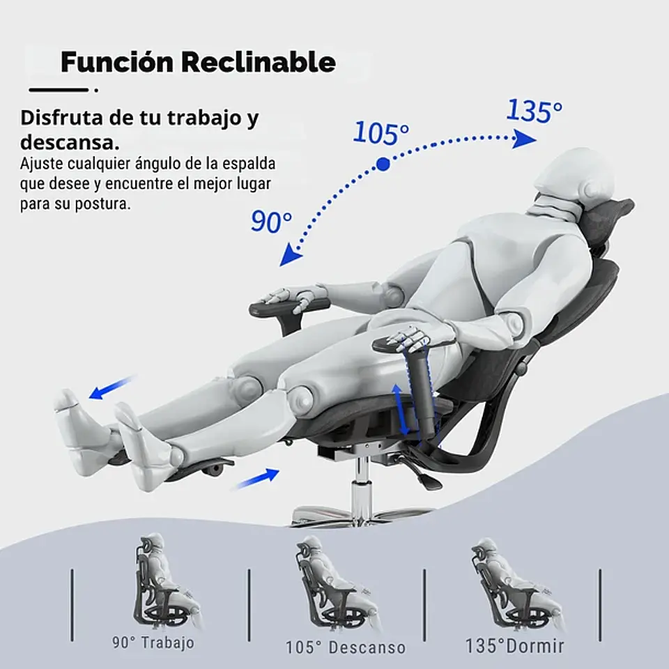 Silla Oficina Élite Ergonómica Soporte Lumbar Cervical Ajustable 7