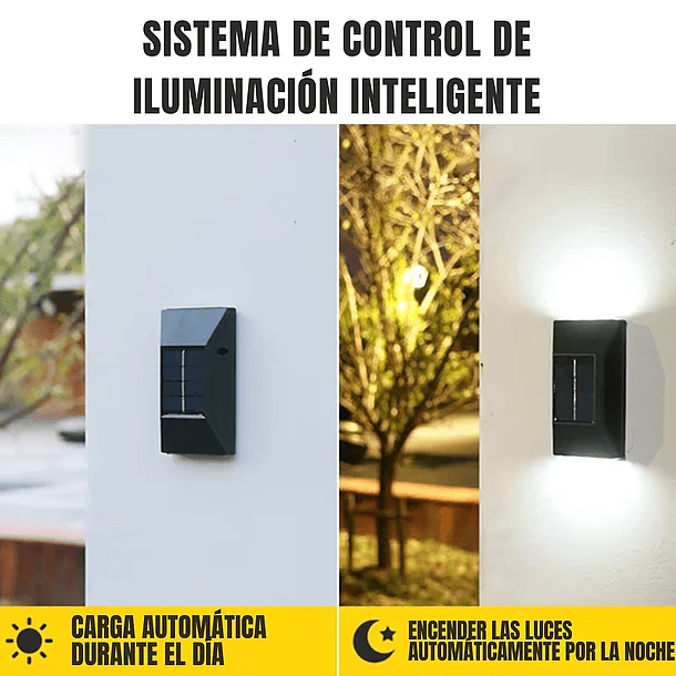 PACK 4 Foco Led Luz Cálida Panel Solar Para Paredes Exterior 6