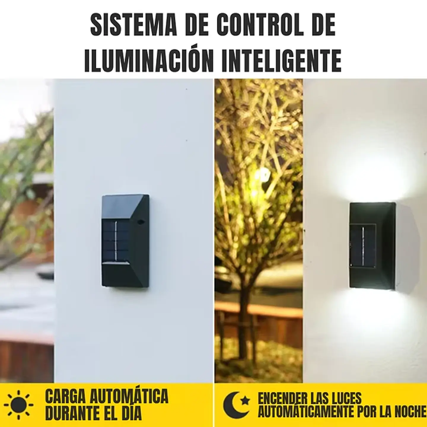 PACK 4 Foco Led Luz Cálida Panel Solar Para Paredes Exterior 6