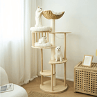 Rascador Para Gatos Tipo Torre Con Casa Elegante Beige 3