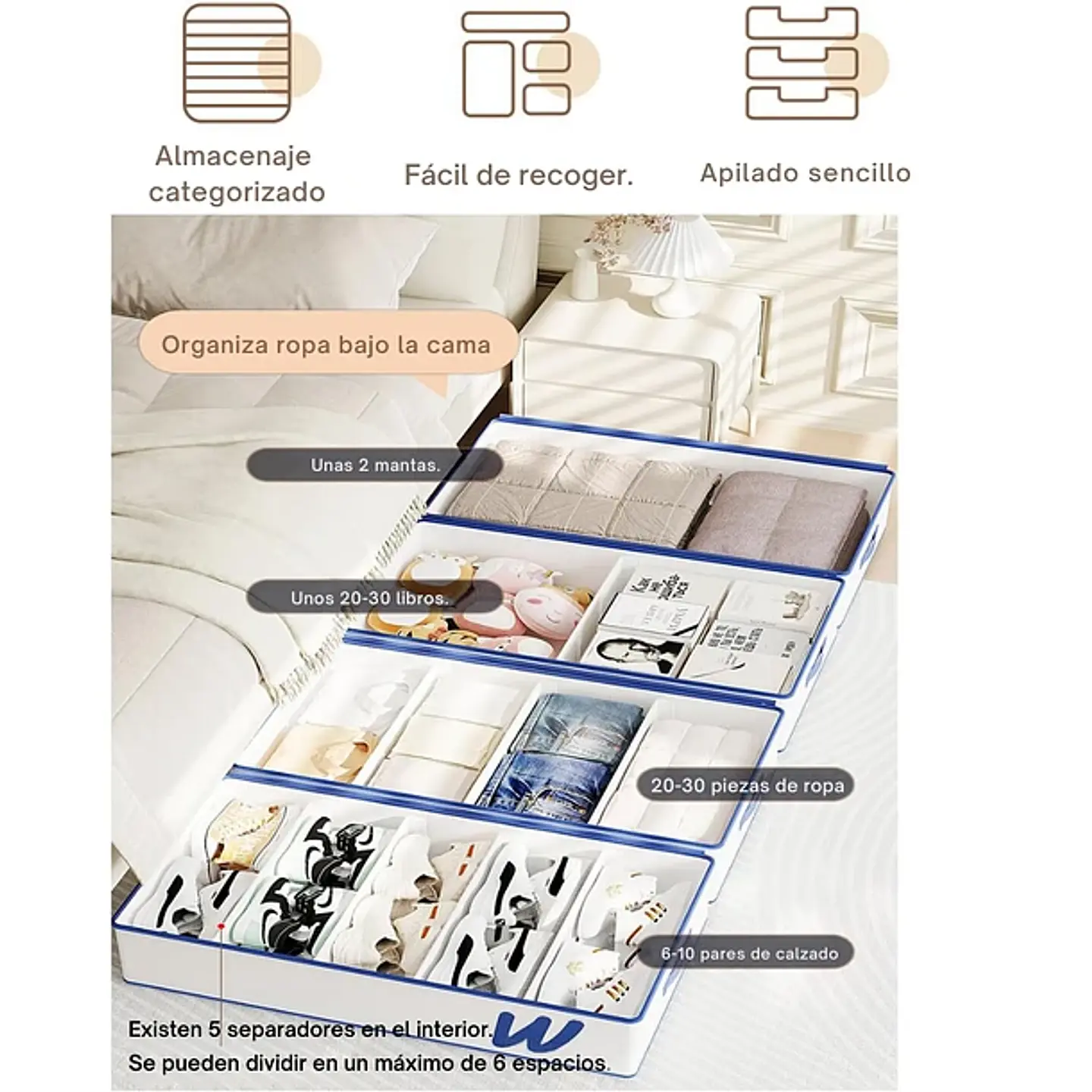Organizador De Ropa Plegable Bajo Cama 60x33CM Impermeable 2