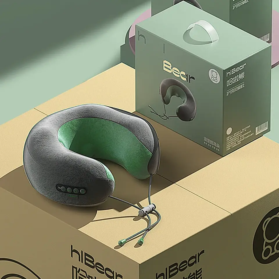 Almohada Viajera Masajeadora Cojín de Cuello Eléctrico USB 5