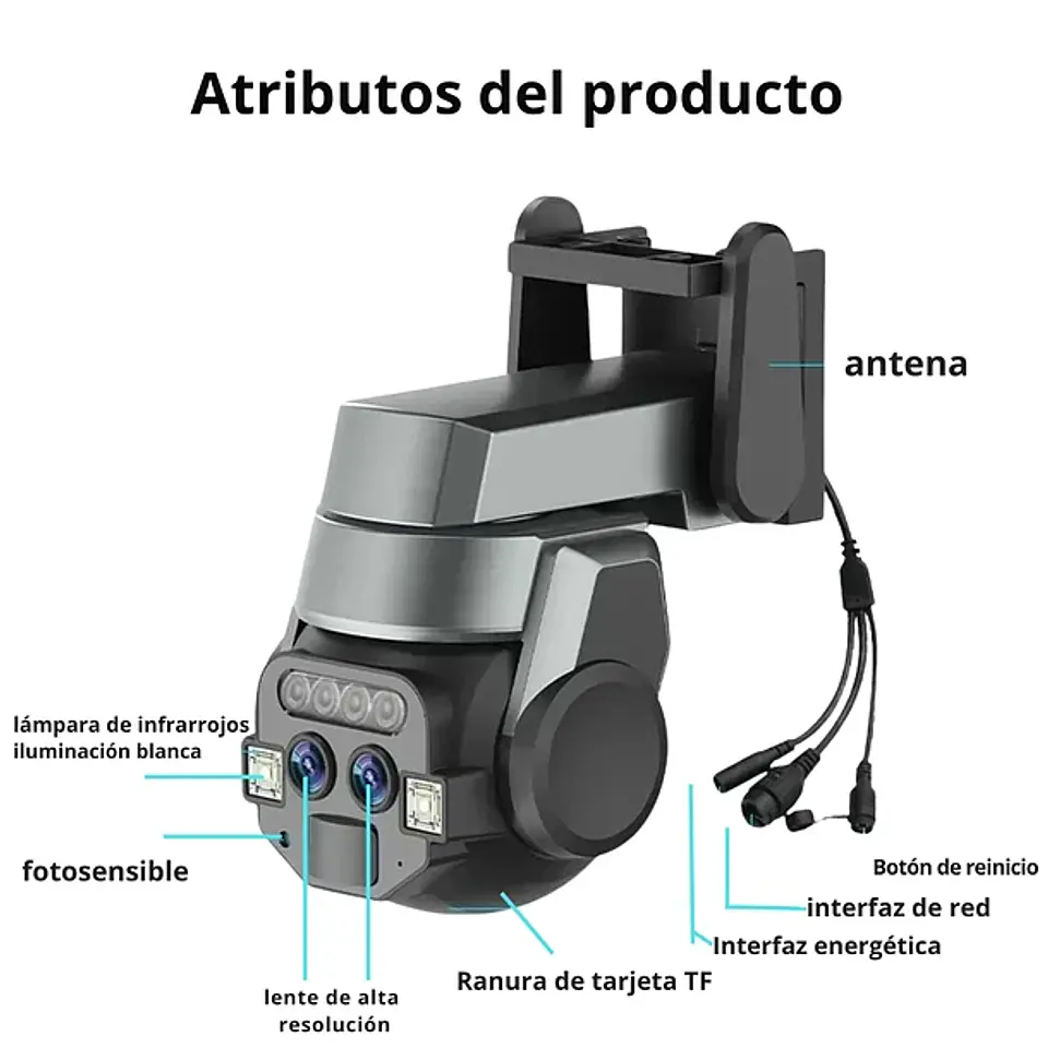 Cámara De Vigilancia Exterior Doble Lente Wifi 6MP Zoom 10x 3