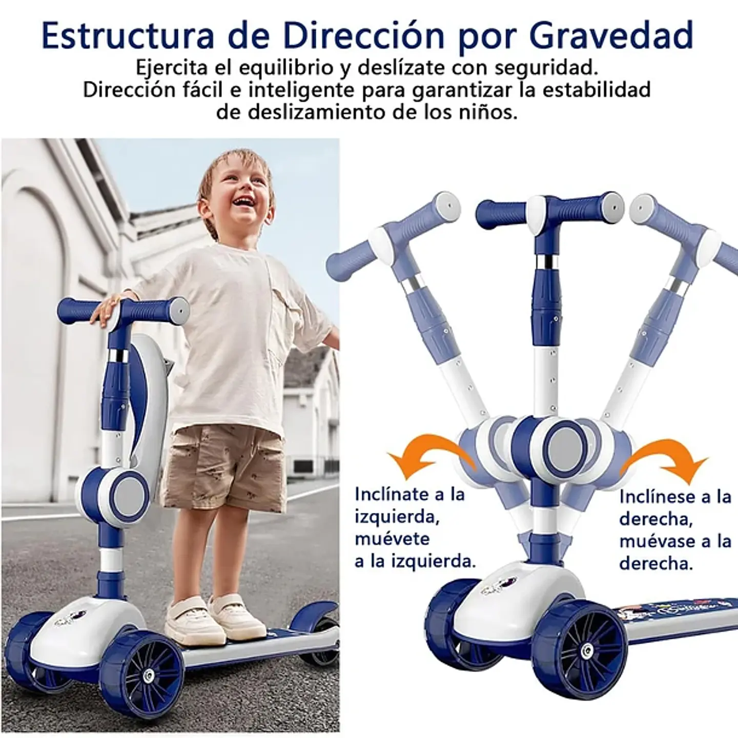 Scooter Monopatín 3 Ruedas Led Musical Plegable Niños Regulable 10