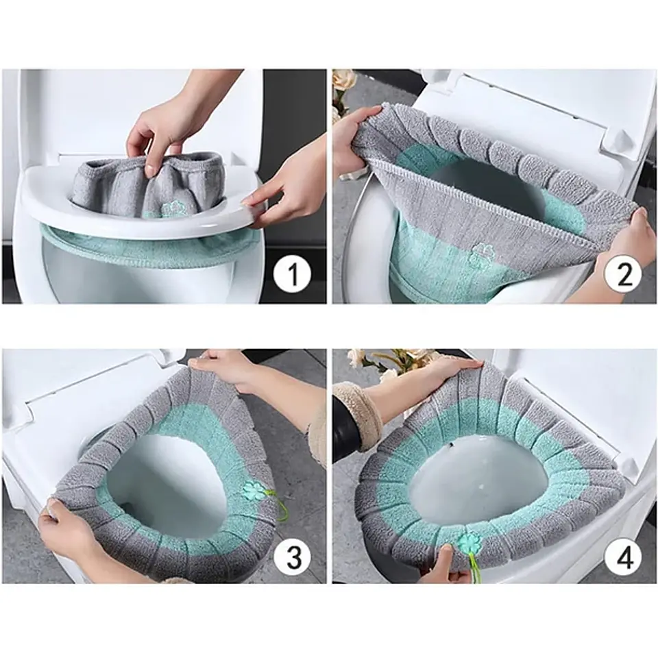 Pack 4 Fundas De Inodoro WC Felpa Lavable 9