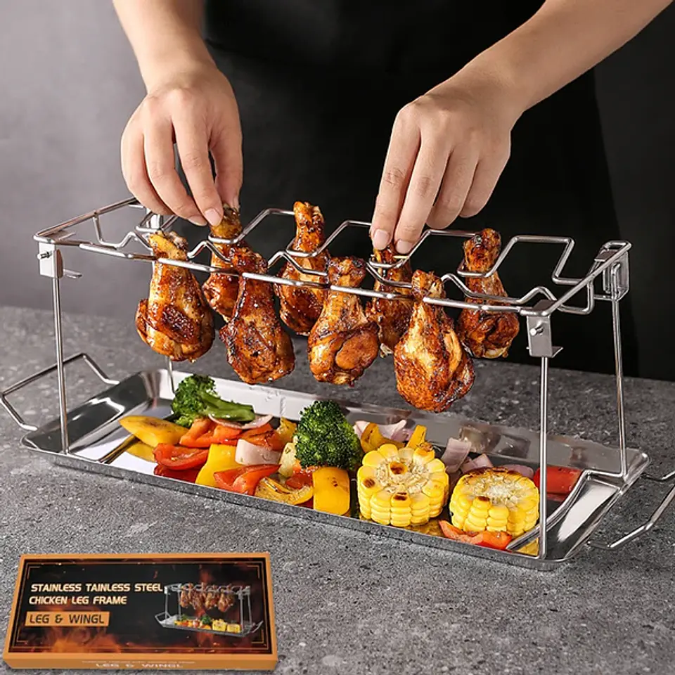 Soporte Asar Y Ahumar Alitas De Pollo Horno Eléctrico 4