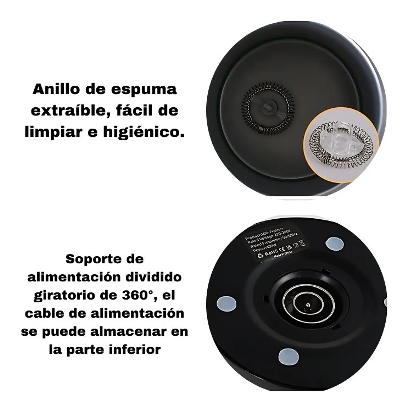 Batidor Electrico Espumador De Leche Frio Caliente 3