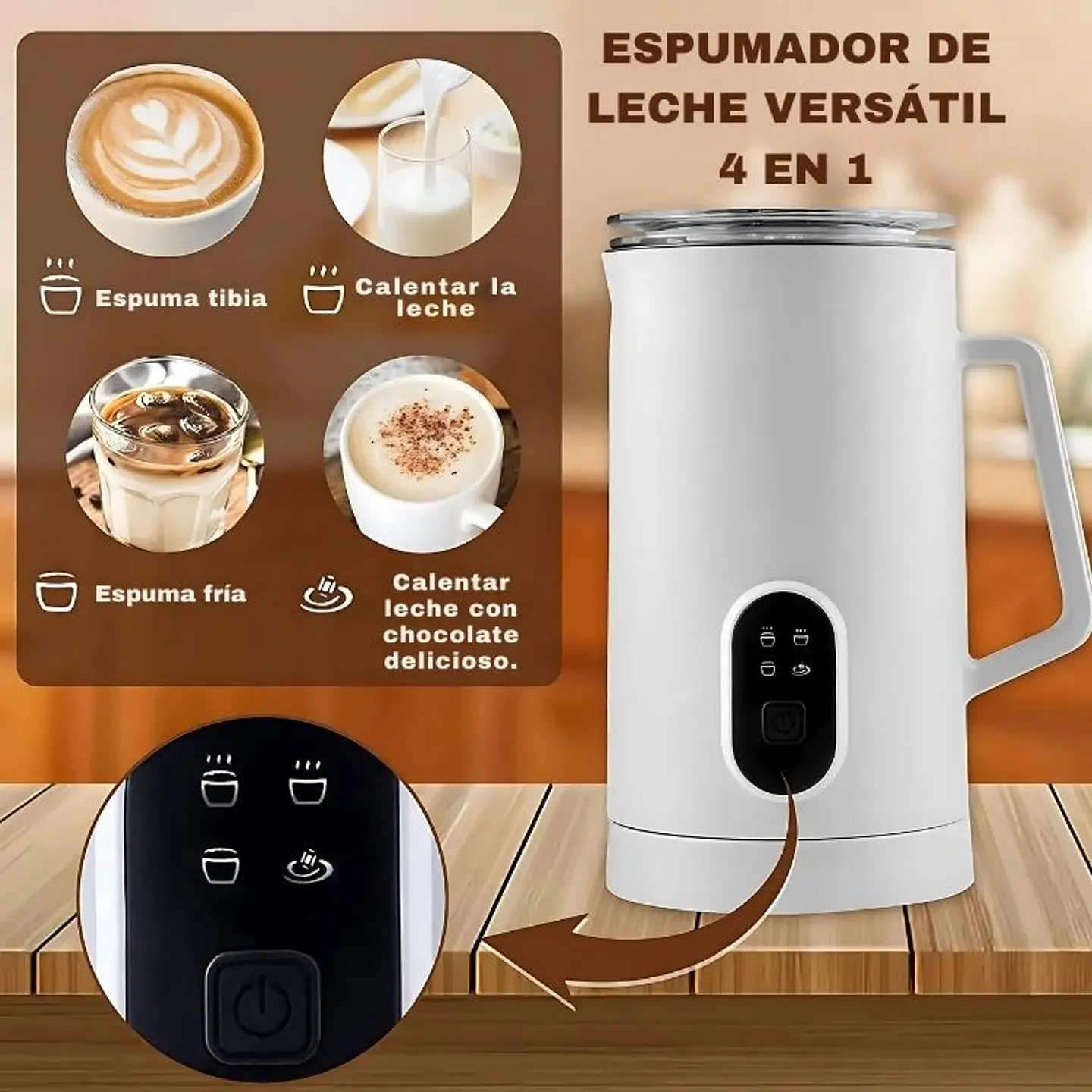 Batidor Electrico Espumador De Leche Frio Caliente 5