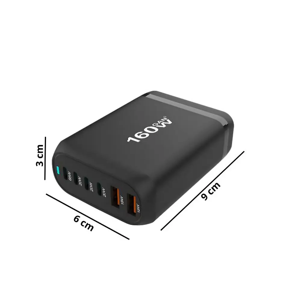 Cargador Adaptador Puertos Multiples Carga Rapida 160w 2