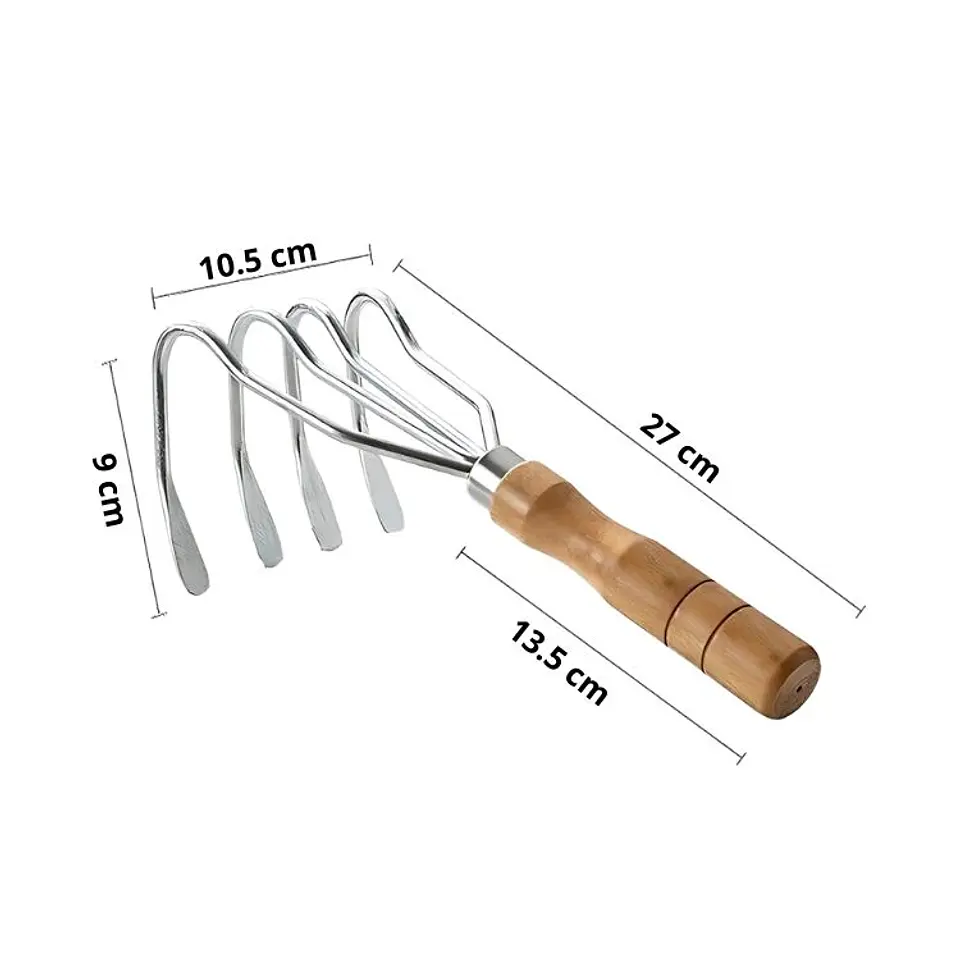 Rastrillo de 4 Dientes Mango Ergonómico Acero Inoxidable 2