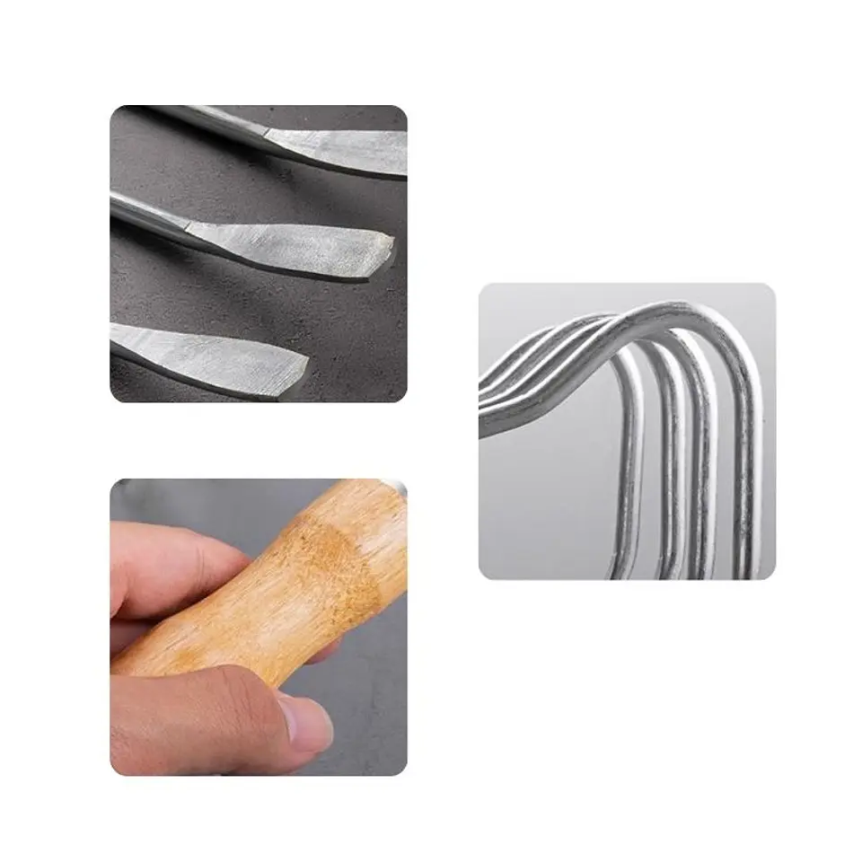 Rastrillo de 4 Dientes Mango Ergonómico Acero Inoxidable 4