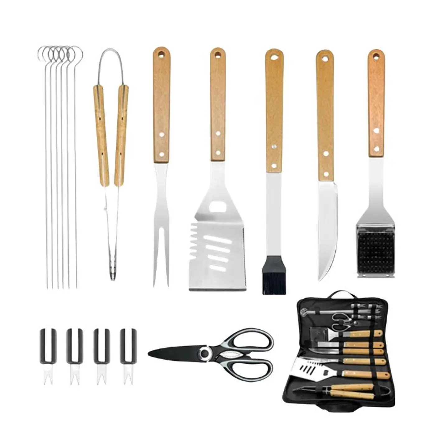 Set De 18 Piezas Utensilios Parrillero Asado Acero Inoxidable 1
