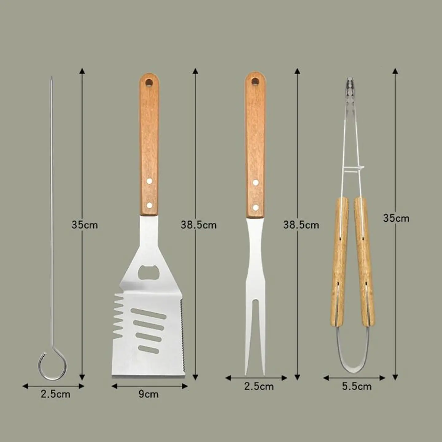 Set De 18 Piezas Utensilios Parrillero Asado Acero Inoxidable 3
