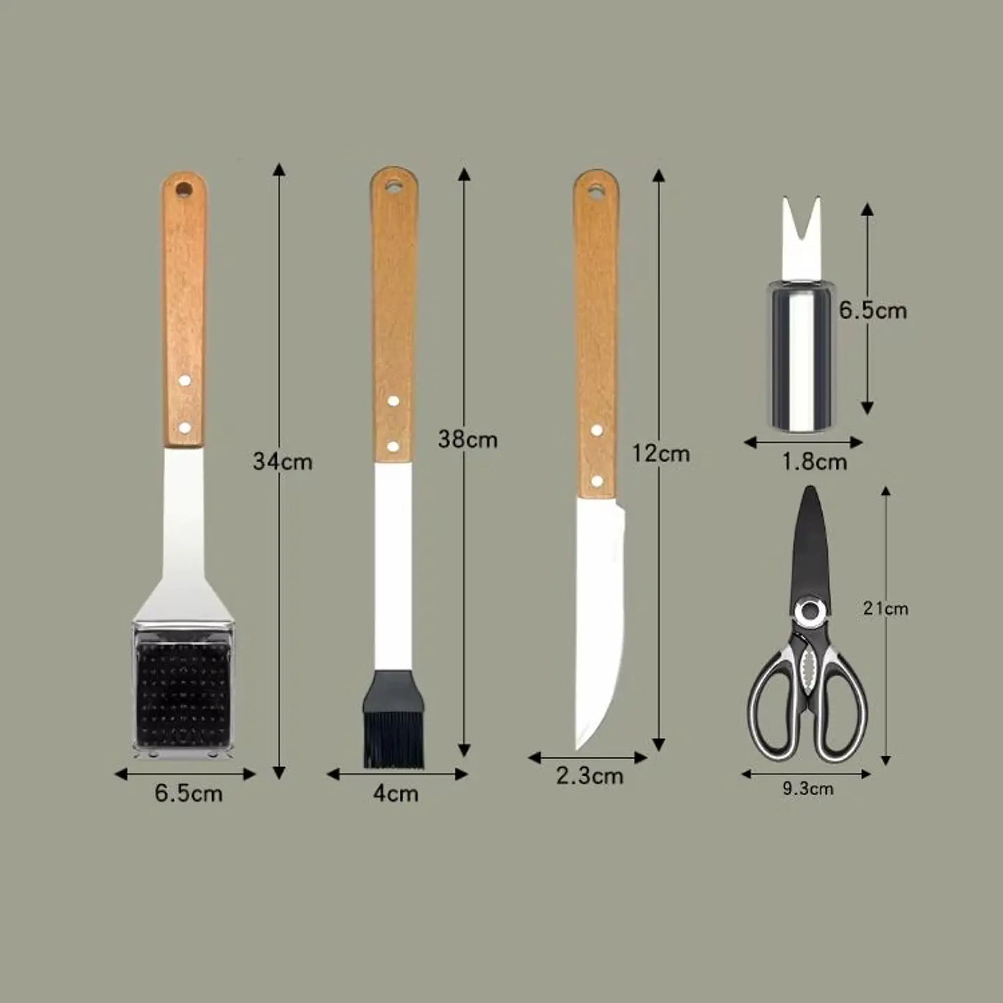 Set De 18 Piezas Utensilios Parrillero Asado Acero Inoxidable 4