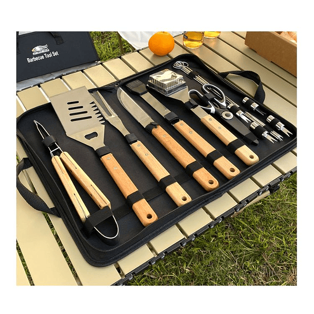 Set De 18 Piezas Utensilios Parrillero Asado Acero Inoxidable 6