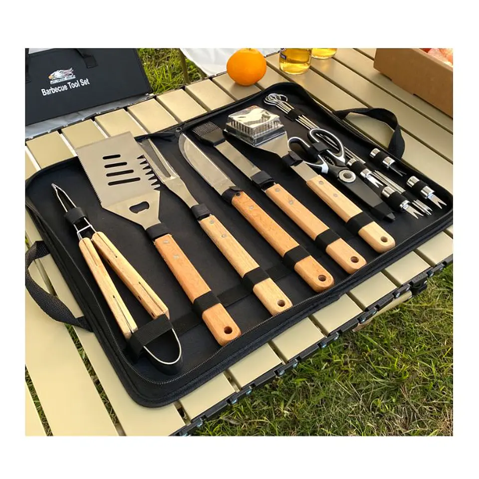 Set De 18 Piezas Utensilios Parrillero Asado Acero Inoxidable 6